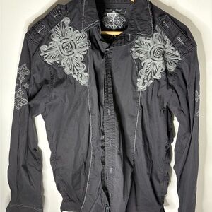 Roar Black Jacket with Gray Embroidery